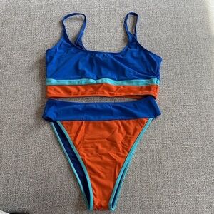 Stylish Blue and Orange Women's Bikini Set